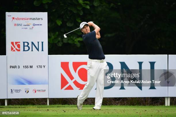 Kim Sihwan of USA pictured during round one of the 2017 Indonesian Masters at Royale Jakarta Golf Club on December 14, 2017 in Jakarta, Indonesia.