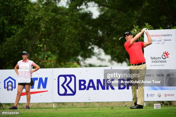 Adam Blyth of Australia pictured during round one of the 2017 Indonesian Masters at Royale Jakarta Golf Club on December 14, 2017 in Jakarta,...