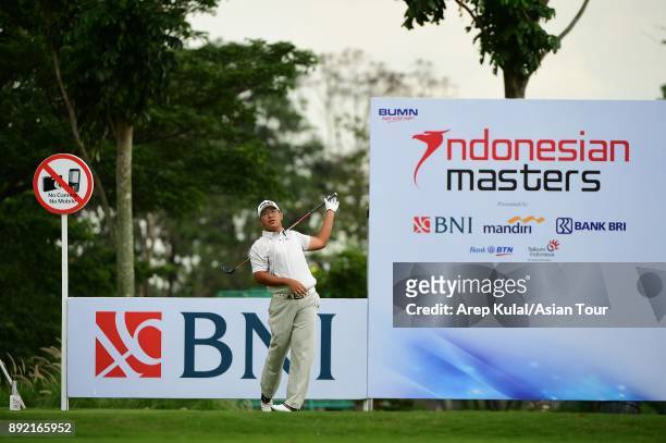 Choo Tze Huang of Singapore pictured during round one of the 2017 Indonesian Masters at Royale Jakarta Golf Club on December 14, 2017 in Jakarta,...