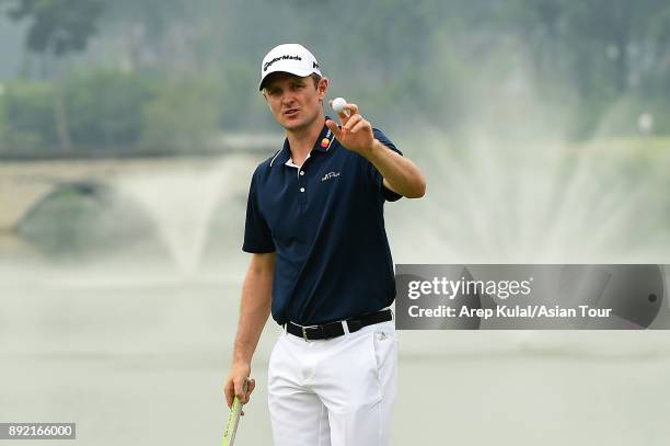 Justin Rose of England pictured during round one of the 2017 Indonesian Masters at Royale Jakarta Golf Club on December 14, 2017 in Jakarta,...