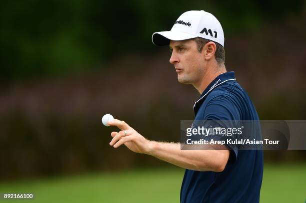 Justin Rose of England pictured during round one of the 2017 Indonesian Masters at Royale Jakarta Golf Club on December 14, 2017 in Jakarta,...