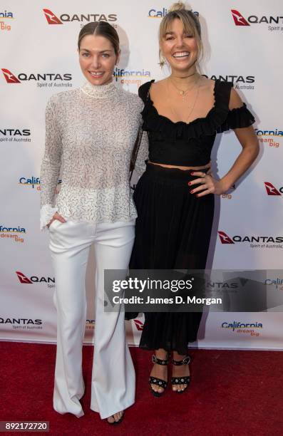 Australian models, sisters, Jessica Hart and Ashley Hart attend a party hosted by Qantas to celebrate their first Dreamliner from Melbourne to Los...