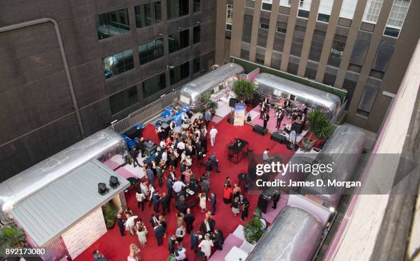 Australian celebrity singer Hugh Sheridan performs with his band, the California Crooners Club during a party hosted by Qantas to celebrate their...