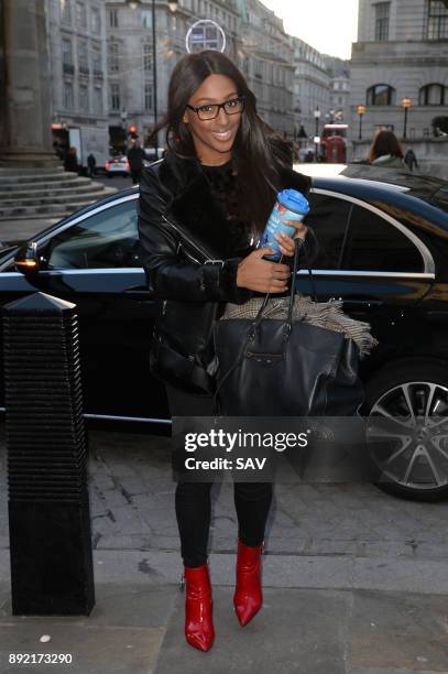 Alexandra Burke arrives at BBC Broadcasting House for the Strictly Come Dancing Final Press Conference on December 14, 2017 in London, England.