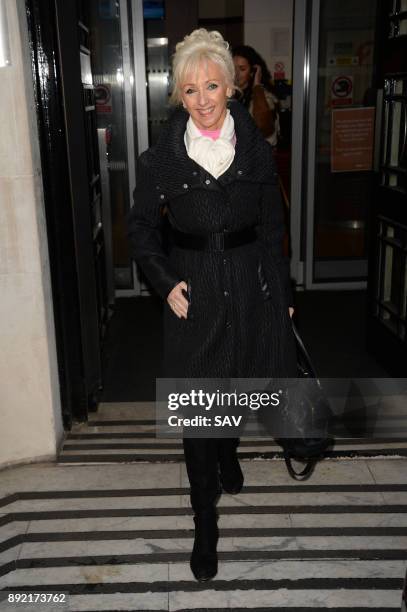 Debbie McGee arrives at BBC Broadcasting House for the Strictly Come Dancing Final Press Conference on December 14, 2017 in London, England.