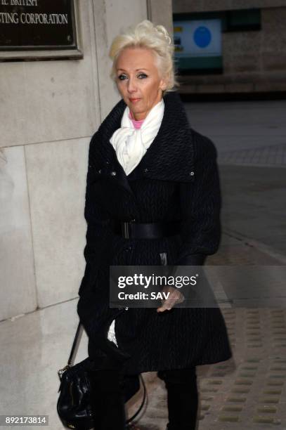 Debbie McGee arrives at BBC Broadcasting House for the Strictly Come Dancing Final Press Conference on December 14, 2017 in London, England.