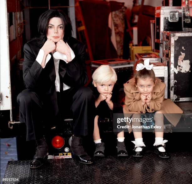 Singer/Songwriter Michael Jackson with children Michael Joseph Jackson Jr. And Paris Michael Katherine Jackson, photographed at Neverland Ranch for...