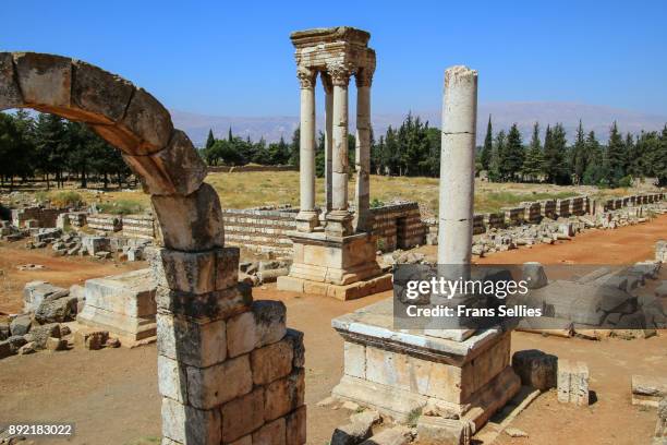 ruins of the umayyad city of anjar, bekaa valley, lebanon - bekaa valley stock pictures, royalty-free photos & images