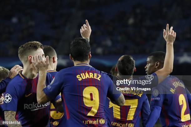 Lucas Digne of FC Barcelona, Thomas Vermaelen of FC Barcelona, Luis Suarez of FC Barcelona, Paco Alcacer of FC Barcelona, Nelson Semedo of FC...