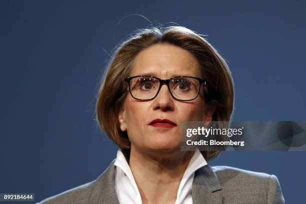 Andrea Maechler, member of the governing board of the Swiss National Bank , pauses during the bank's rate announcement news conference in Bern,...