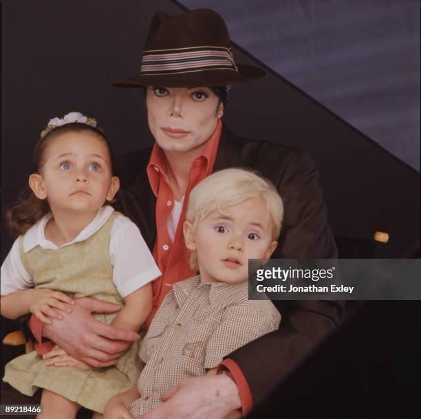 Singer/Songwriter Michael Jackson with children Paris Michael Katherine Jackson and Michael Joseph Jackson Jr., photographed in Los Angeles in August...