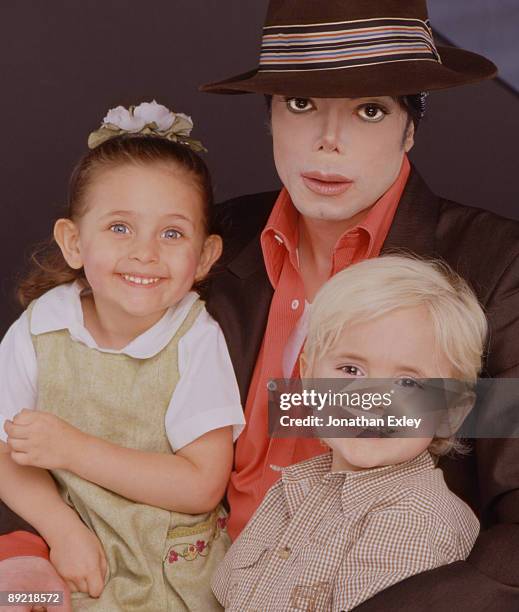 Singer/Songwriter Michael Jackson with children Paris Michael Katherine Jackson and Michael Joseph Jackson Jr., photographed in Los Angeles in August...