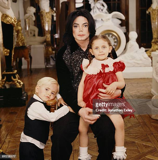Singer/Songwriter Michael Jackson and children Michael Joseph Jackson, Jr. And Paris Michael Katherine Jackson photographed at Neverland Ranch in...