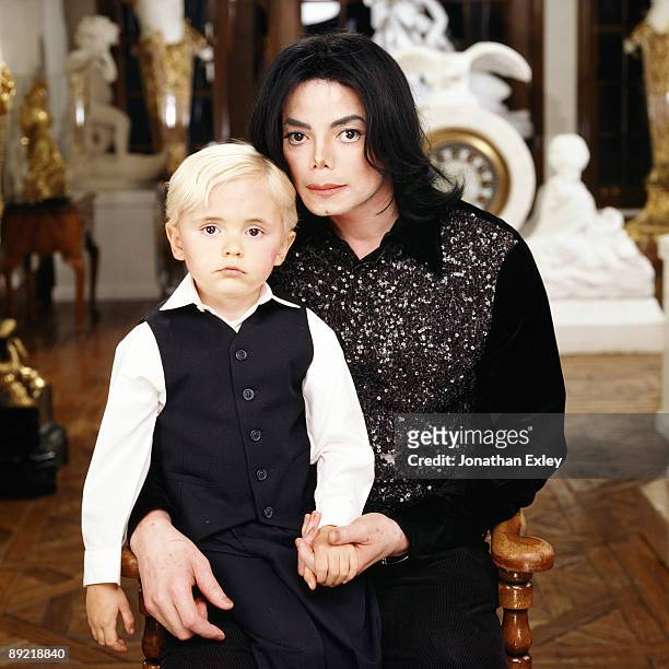 Singer/Songwriter Michael Jackson and son Michael Joseph Jackson, Jr. Photographed at Neverland Ranch for Vibe Magazine on December 17, 2001.