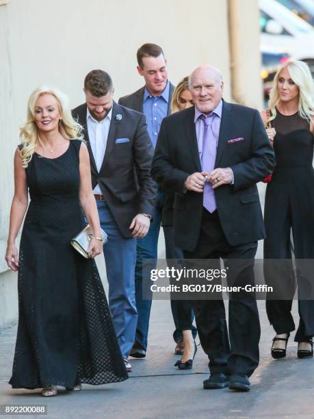 Terry Bradshaw and Tammy Bradshaw are seen arriving at 'Jimmy Kimmel Live' on December 13, 2017 in Los Angeles, California.