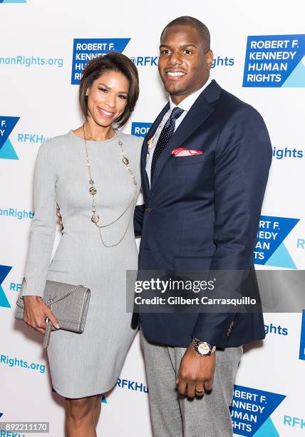 Kirsten Ferguson and football offensive tackle D'Brickshaw Ferguson attend Robert F. Kennedy Human Rights Hosts Annual Ripple Of Hope Awards Dinner...