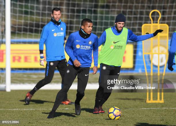 Dalbert Henrique Chagas Estevão of FC Internazionale in action during the FC Internazionale training session at Suning Training Center at Appiano...