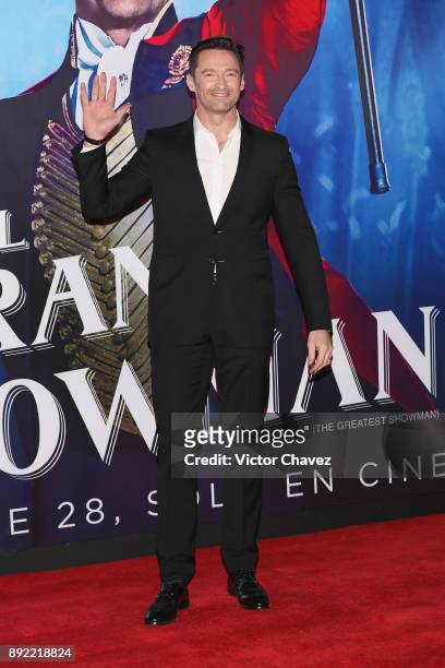 Actor Hugh Jackman attends "The Greatest Showman" premiere red carpet at Oasis Coyoacan on December 13, 2017 in Mexico City, Mexico.