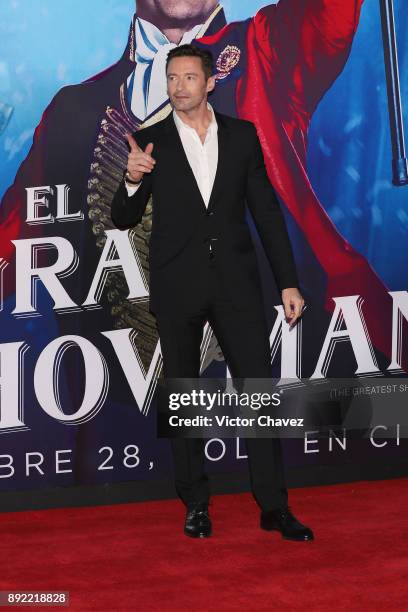 Actor Hugh Jackman attends "The Greatest Showman" premiere red carpet at Oasis Coyoacan on December 13, 2017 in Mexico City, Mexico.