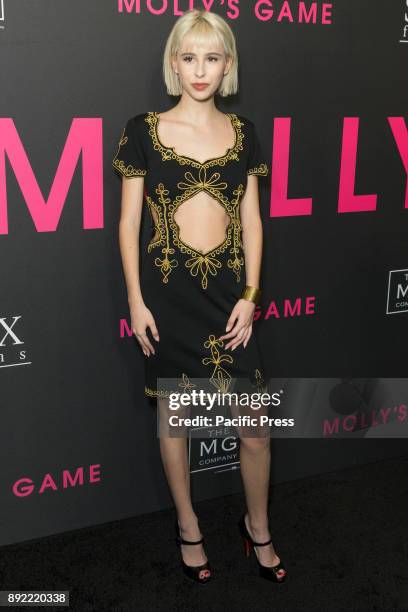 Roxy Sorkin wearing dress by Todd Oldham attends New York premiere Molly's Game at AMC Loews Lincoln Square.