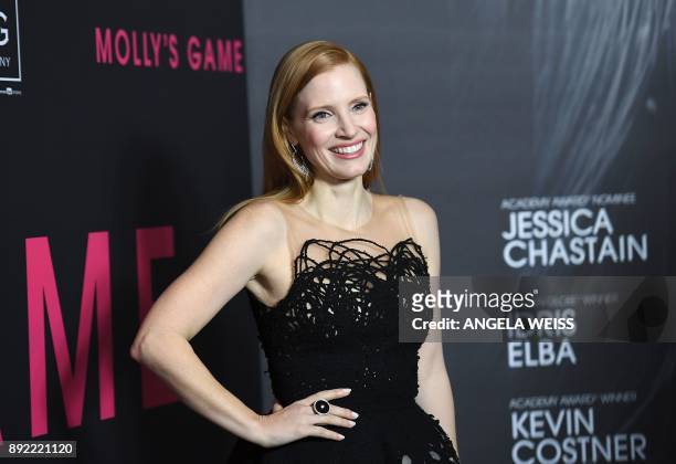 Actress Jessica Chastain attends the 'Molly's Game' New York Premiere at AMC Loews Lincoln Square on December 13, 2017 in New York City. / AFP PHOTO...