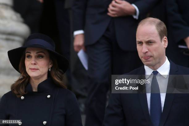 Catherine, Duchess of Cambridge and Prince William, Duke of Cambridge leave after attending the Grenfell Tower National Memorial Service at St Paul's...