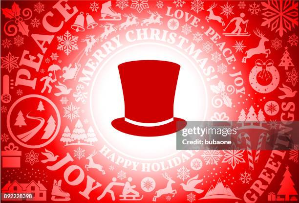 bildbanksillustrationer, clip art samt tecknat material och ikoner med top hat röd christmas holiday bakgrund - santa hat icon