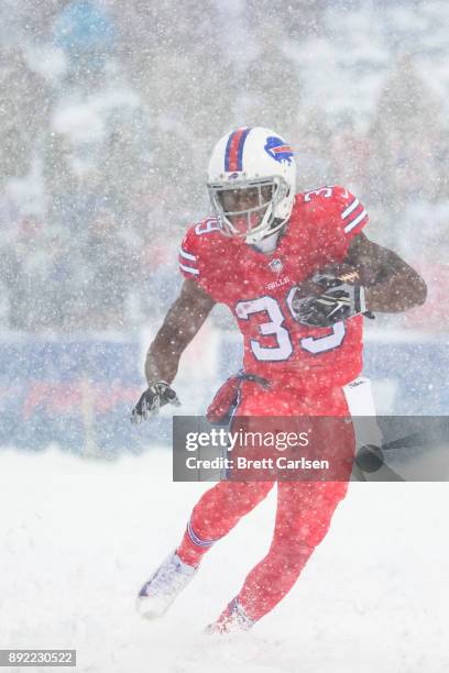 Travaris Cadet of the Buffalo Bills runs with the ball during the third quarter against the Indianapolis Colts at New Era Field on December 10, 2017...