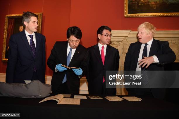 Defence Secretary Gavin Williamson , Japanese Defence Minister Itsunori Onodera , Japan's Foreign Minister Taro Kono and Britain's Foreign Secretary...