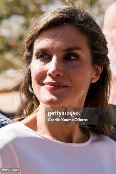 Queen Letizia of Spain visits Village Pilote initiative for kids of the streets on December 14, 2017 in Dakar, Senegal. Queen Letizia of Spain is on...