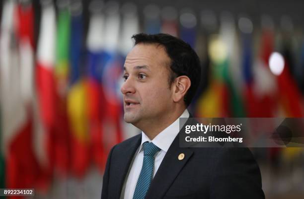 Leo Varadkar, Ireland's prime minister, arrives at a European Union leaders summit at the Europa Building in Brussels, Belgium, on Thursday, Dec. 14,...