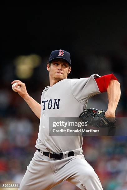 Pitcher Clay Buchholz of the Boston Red Sox on July 22, 2009 at Rangers Ballpark in Arlington, Texas.