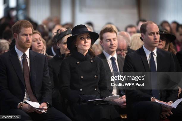 Catherine, Duchess of Cambridge, Prince William, Duke of Cambridge and Prince Harry attend the Grenfell Tower National Memorial Service at St Paul's...