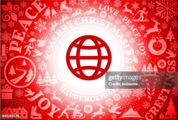 globe red christmas holiday background - hello world stock illustrations