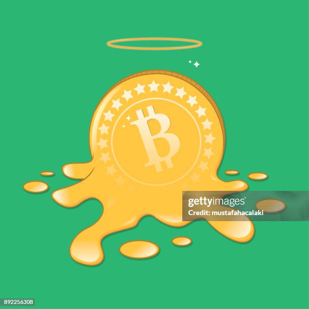 schmelzende bitcoin - schmelzen stock-grafiken, -clipart, -cartoons und -symbole