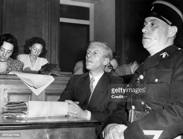 German Nazi ambassador during the occupation in France, Otto Abetz, is pictured at the opening of his trial, on July 12, 1949 in Paris for crimes...