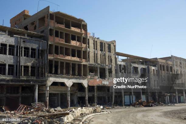 The ruined Al Shifaa neighbourhood in West Mosul completely destroyed by the fighting between Iraqi Army and Islamic State. West Mosul, Iraq, 13...