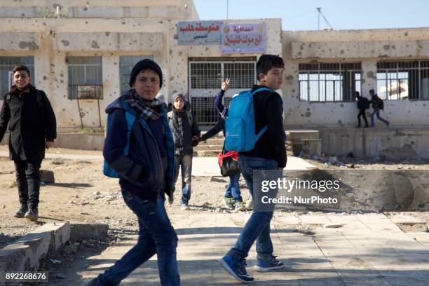 Teaching continues in derelict schools in West Mosul catching up the gap that three years of Islamic State rule has left. West Mosul, Iraq, 12...