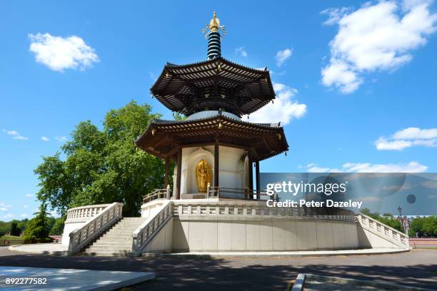 the peace pagoda in battersea park london - battersea park stock pictures, royalty-free photos & images