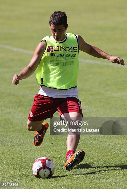 Carlos Carmona of Reggina is shown in action during Reggina Calcio training session on July 23, 2009 in Roccaporena di Cascia, Perugia, Italy.