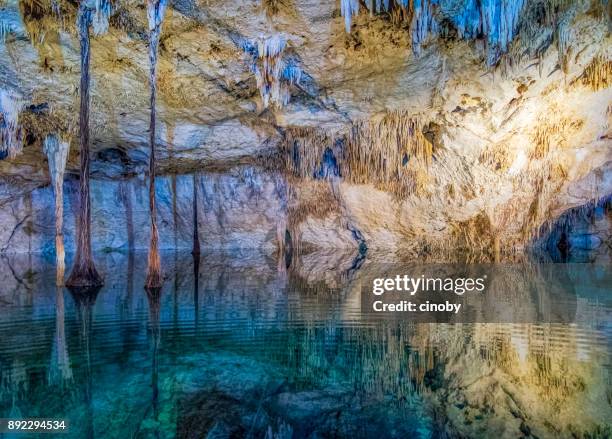 sinkhole or cenote in riviera maya , yucatan peninsula - mexico - cenote stock pictures, royalty-free photos & images