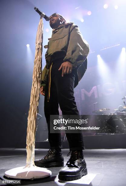 Miguel performs during 106.1 KMEL's Holiday House of Soul at the Fox Theater on December 13, 2017 in Oakland, California.