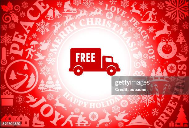 stockillustraties, clipart, cartoons en iconen met gratis levering red christmas holiday achtergrond - dream deliveries