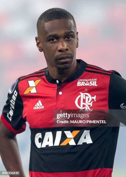 Brazil's Flamengo player Juan poses, before the start of their Copa Sudamericana football final match against Argentina's Independiente, at the...