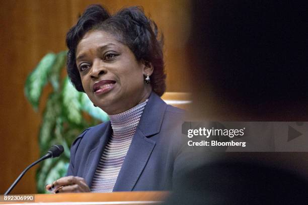 Mignon Clyburn, commissioner at the Federal Communications Commission , speaks during an open commission meeting in Washington, D.C., U.S., on...