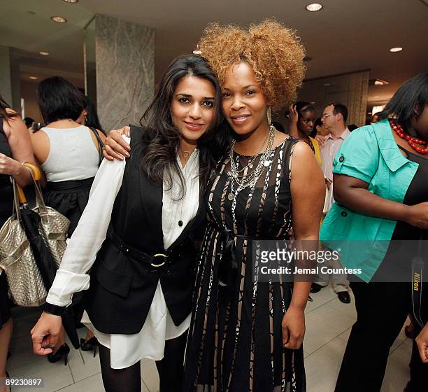 Actress Nadia Ali and media personality Free attend the She-Blogs.com Launch Party at Saks Fifth Avenue on July 23, 2009 in New York City.