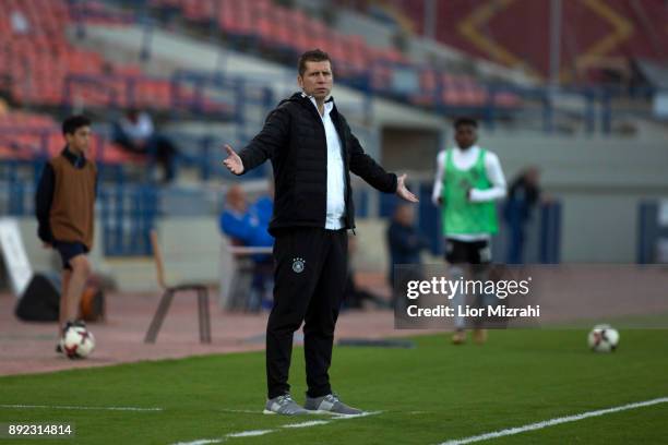 Guido Streichsbier Head Coach of Germany is seen during the U18 final match with Israel at the Winter Tournament on December 14, 2017 in Ramat Gan,...