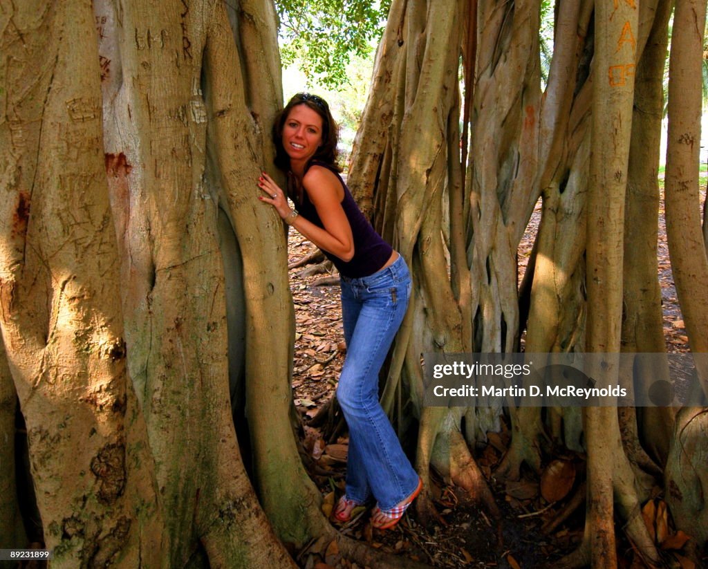 Dominique in the banyan tree