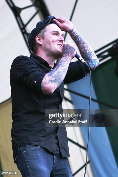 Brian Fallon of The Gaslight Anthem performs on stage on day 3 of Latitude Festival at Henham Park Estate on July 18, 2009 in Southwold, England.