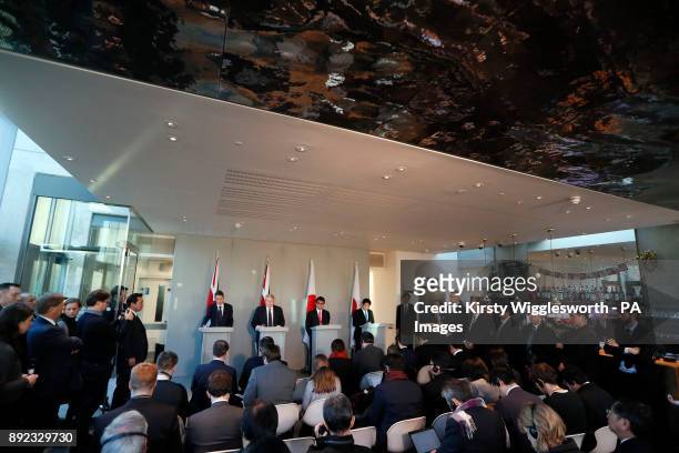 Defence Secretary Gavin Williamson, Foreign Secretary Boris Johnson, Japanese Foreign Minister Taro Kono and Japanese Defence Minister Itsunori...